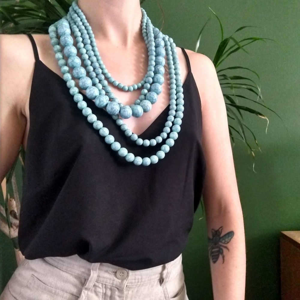 Faux Turquoise Statement Necklace